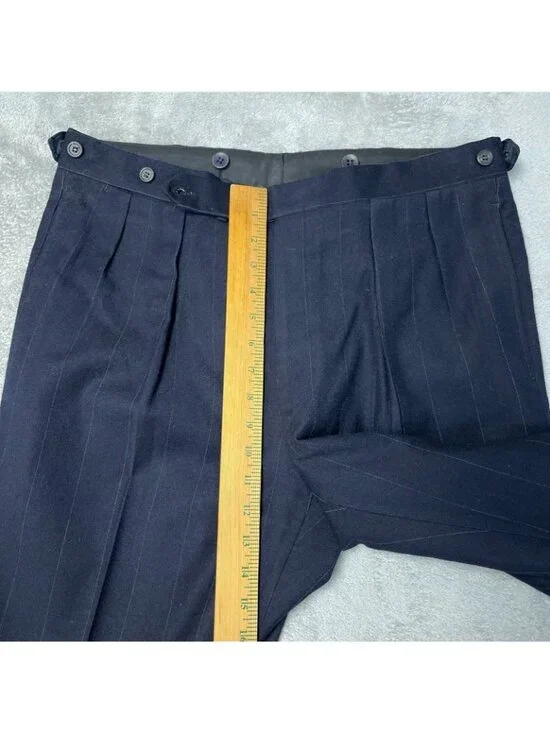 Vtg Polo By Ralph Lauren Men's 42R Double-Breasted Navy Pinstripe Suit JCK113 - Picture 13 of 16